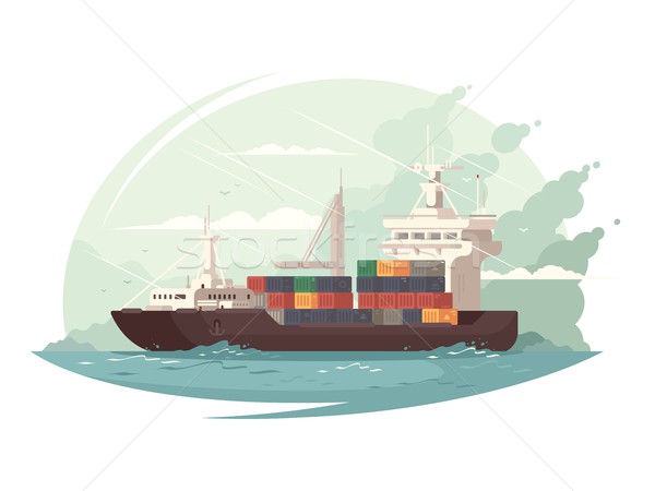 Containerschip zee vracht oceaan business ontwerp Stockfoto © jossdiim