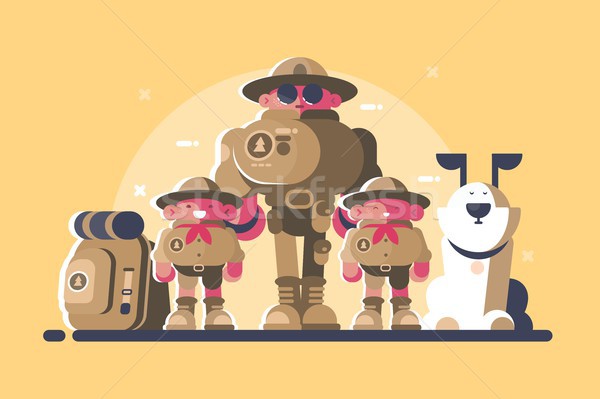 Group of scouts with rucksack Stock photo © jossdiim