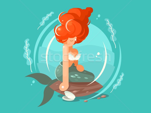 Morza syrena charakter piękna kobieta ogon wektora Zdjęcia stock © jossdiim