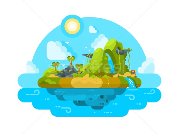 Uninhabited island in ocean Stock photo © jossdiim