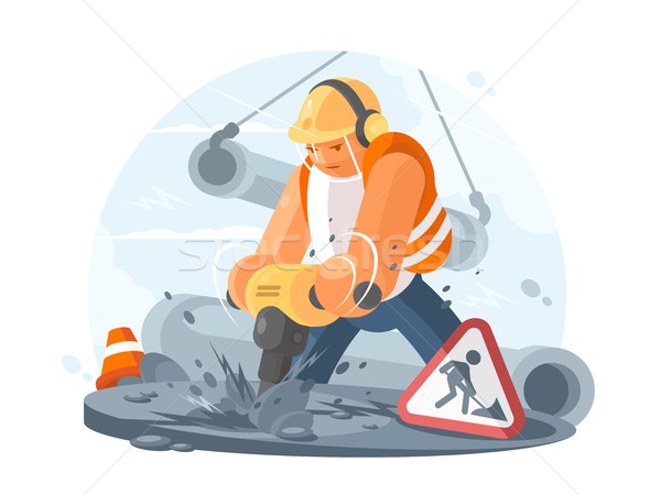 Road worker with puncher Stock photo © jossdiim