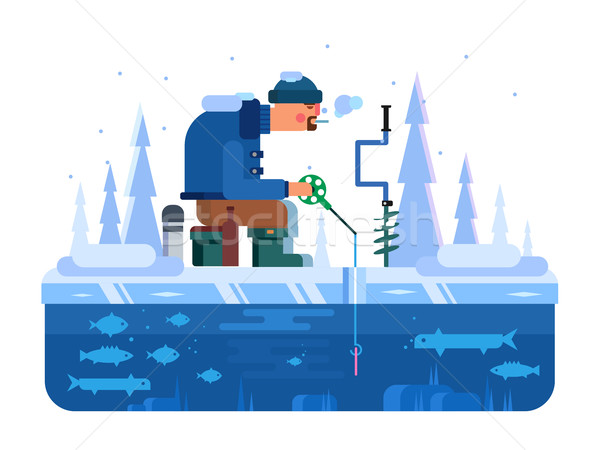 Man on winter fishing Stock photo © jossdiim