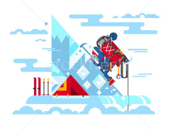 Climber conquers the summit Stock photo © jossdiim