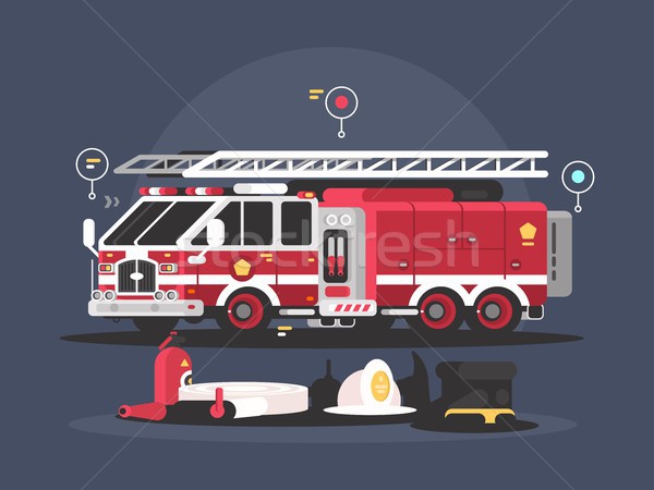 Fire truck and equipment for fire extinguishing Stock photo © jossdiim