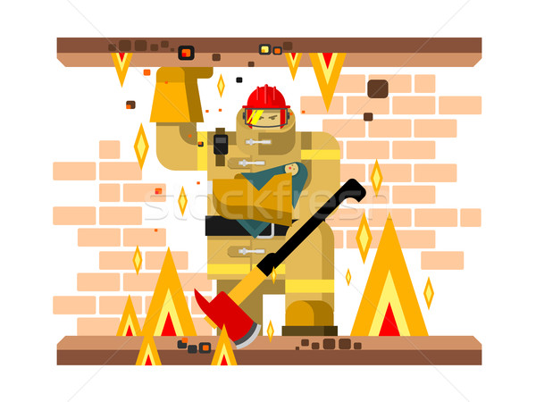 Fire man character with baby Stock photo © jossdiim