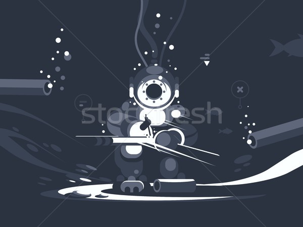 Mergulhador soldador fundo tubo homem peixe Foto stock © jossdiim