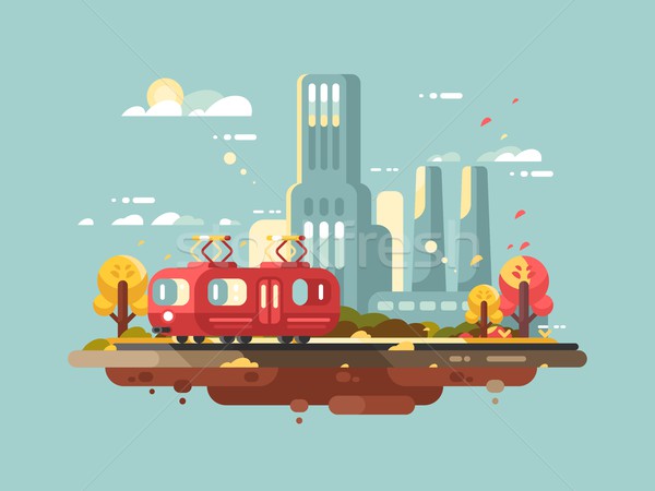 Retro tram design flat Stock photo © jossdiim