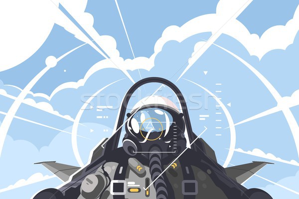 Lutador piloto cabine do piloto aeronave missão Foto stock © jossdiim