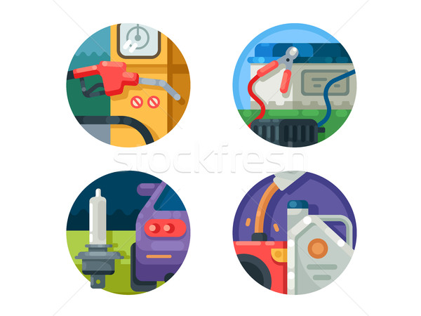 Stock photo: Filling machine set icons