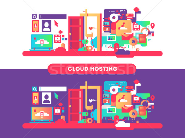 Cloud hosting terv háló számítástechnika technológia internet Stock fotó © jossdiim