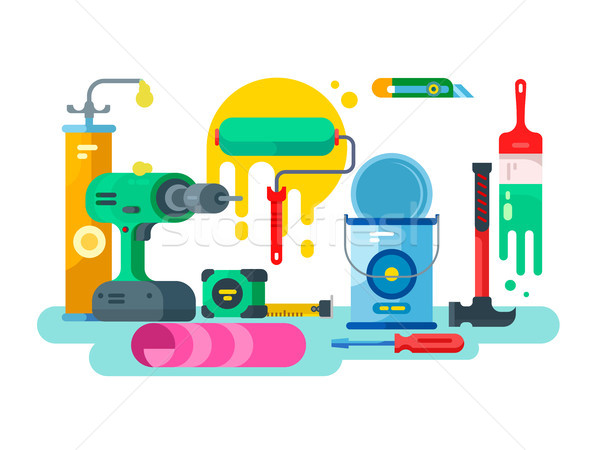 Tools for repair or construction paint and hammer Stock photo © jossdiim