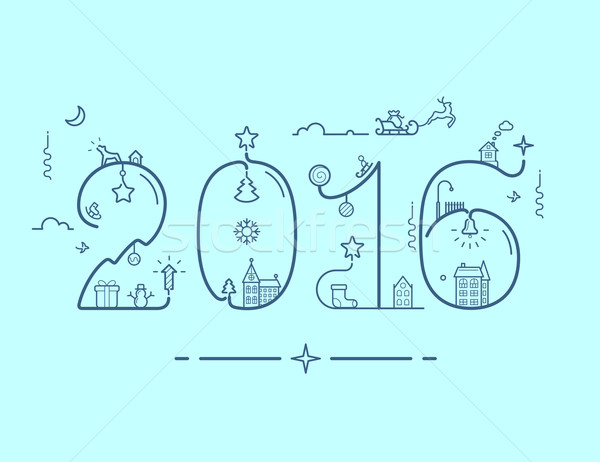 Inscription of New Year 2016 with decoration Stock photo © jossdiim