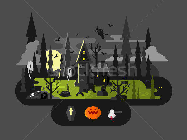 Halloween house at night Stock photo © jossdiim