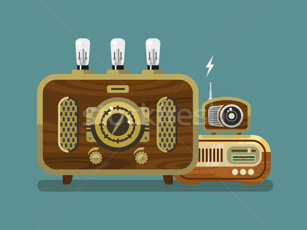 Stock photo: Vintage Radios in Flat Style