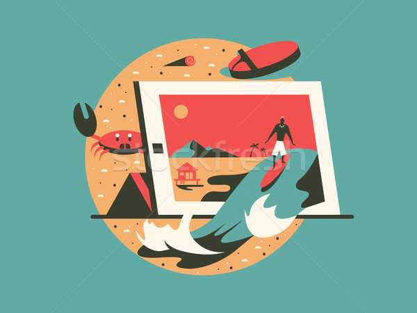 Stock photo: Freelance concept flat style