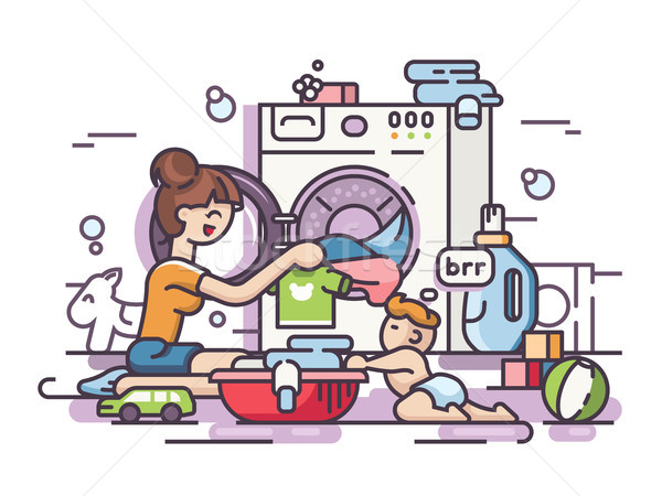 Young mother washing Stock photo © jossdiim