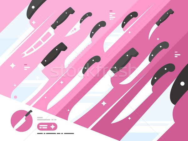Set of kitchen knives Stock photo © jossdiim