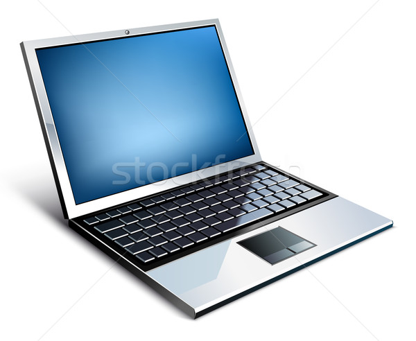 Laptop alb lumina reţea ecran comunicare Imagine de stoc © jossdiim