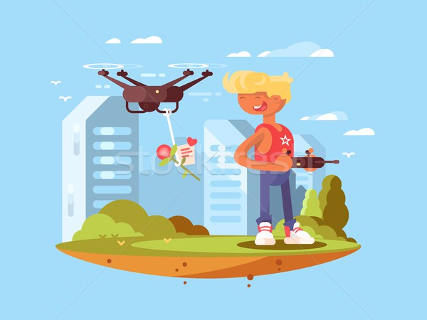 Delivery using quadrocopters Stock photo © jossdiim