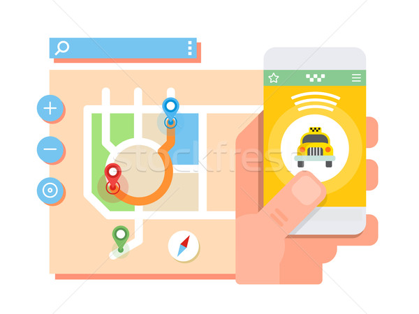 Taksówką aplikacja komórkowych transportu usługi pozycja Zdjęcia stock © jossdiim