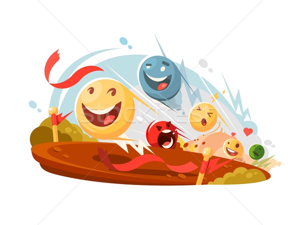 Foto stock: Funny · smileys · carrera · vector · feliz