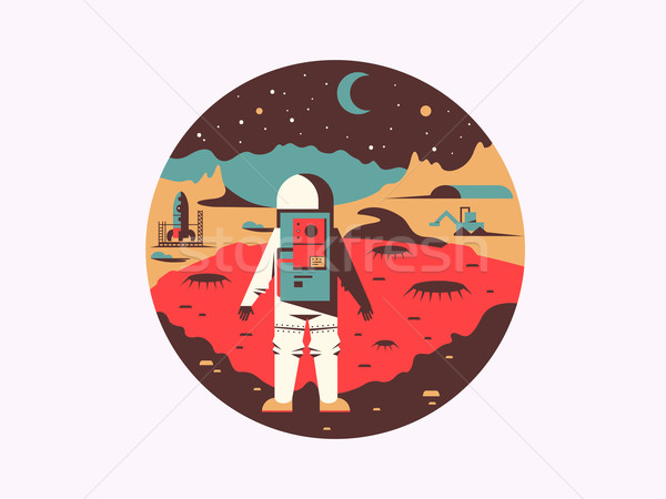 Stock foto: Mann · Raum · unbekannt · Planeten · Kosmonaut · Reise