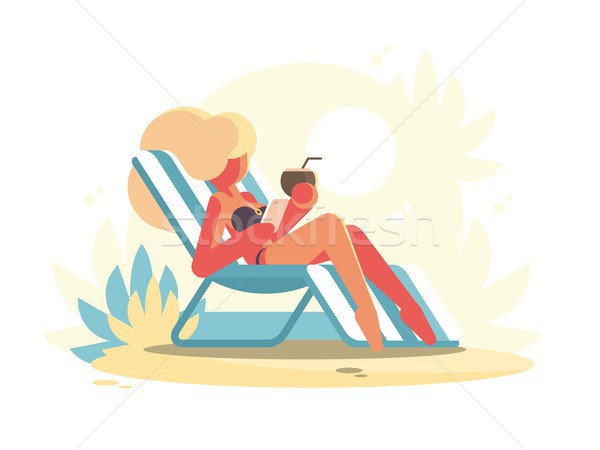Young blonde lying on chaise longue Stock photo © jossdiim