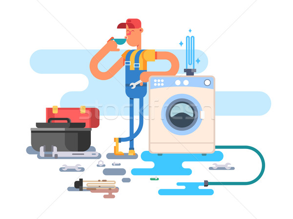 Naprawy mycia usługi utrzymanie pracownika Zdjęcia stock © jossdiim