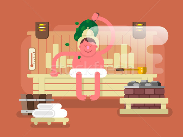 Hombre sauna vapor spa relajación atención Foto stock © jossdiim