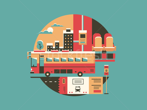 Miasta autobus ikona miejskich ruchu transportu Zdjęcia stock © jossdiim