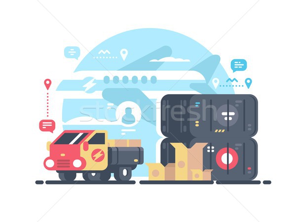 Transport logistica transport recipient plan camion Imagine de stoc © jossdiim