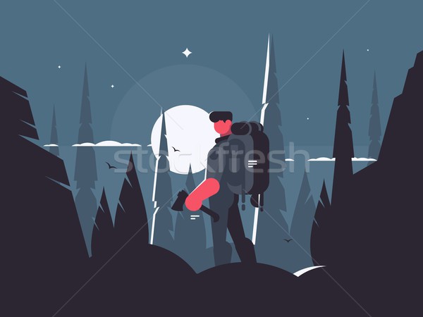 Man traveler in night hike Stock photo © jossdiim