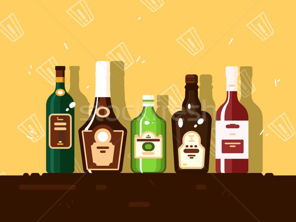 Alcohol bottle set. Brandy and wine Stock photo © jossdiim