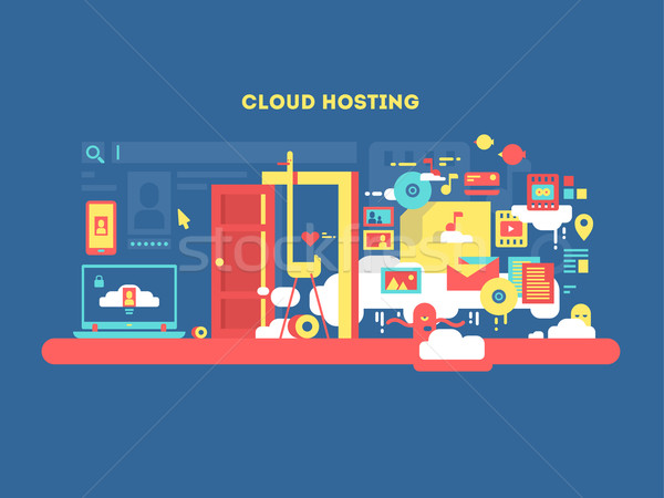 Cloud hosting terv háló számítástechnika technológia internet Stock fotó © jossdiim