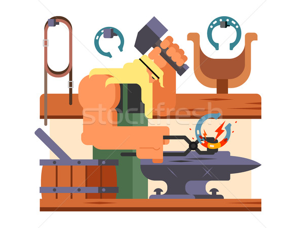 Blacksmith character cartoon Stock photo © jossdiim