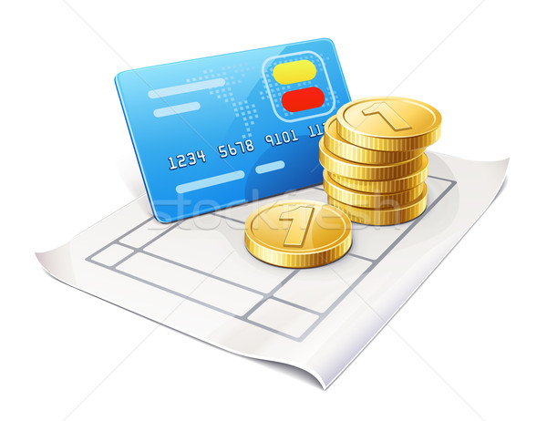Credit card and coins on the sheet  Stock photo © jossdiim