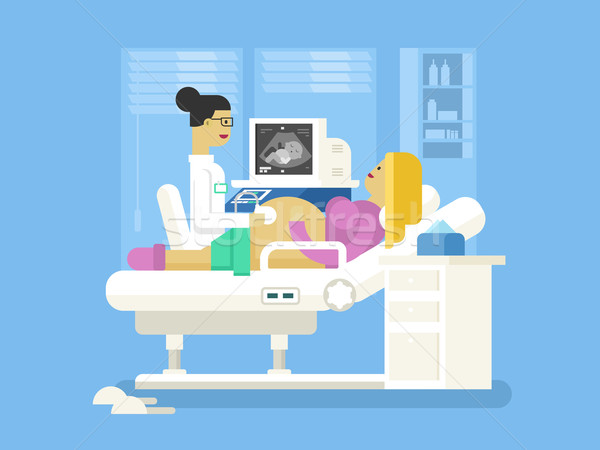 Ultradźwięk kobieta w ciąży skanować szpitala brzuch zdrowych Zdjęcia stock © jossdiim