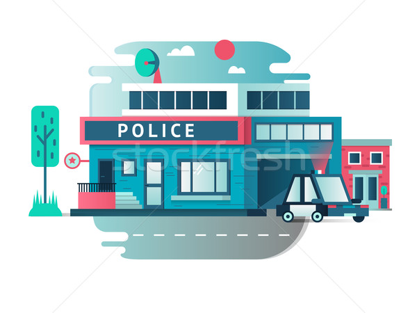 Gebouw politie afdeling architectuur buitenkant straat Stockfoto © jossdiim
