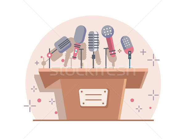Tribune with microphones Stock photo © jossdiim