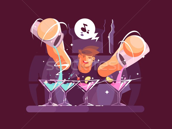 Young bartender pouring drinks Stock photo © jossdiim