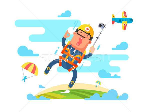 Skydiving sport flat Stock photo © jossdiim