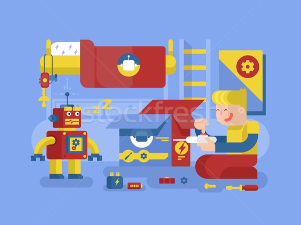 ロボット工学 男 制御 ロボット 技術 未来的な ストックフォト © jossdiim