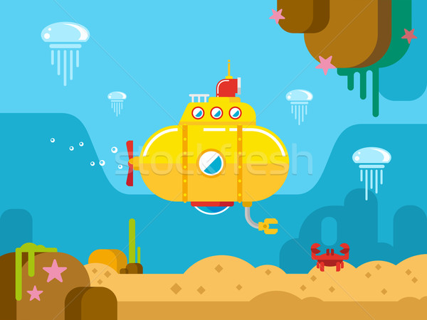 Submarine Under Water Flat Illustration Stock photo © jossdiim