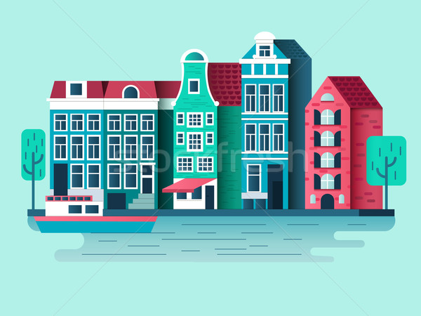 Amsterdam ville design bâtiment maison ville Photo stock © jossdiim