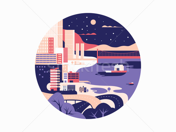 Night megapolis flat design Stock photo © jossdiim