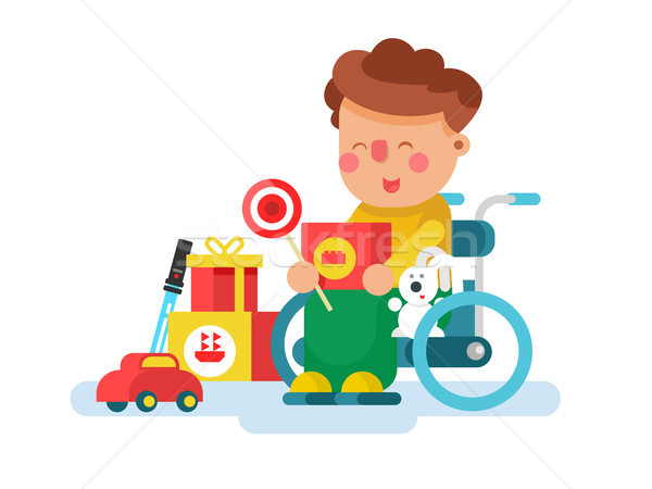 Boy in a wheel chair with toys Stock photo © jossdiim