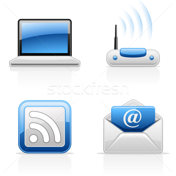 Internetu komunikacji ikona wektora biały technologii Zdjęcia stock © jossdiim