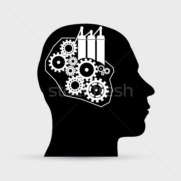 Abstract head idea concept with gears engine Stock photo © Jugulator