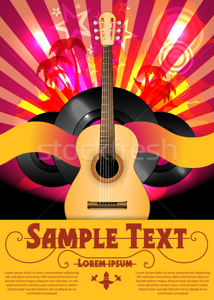 Colorful Vector Party Flyer with Acoustic Guitar Stock photo © Jugulator