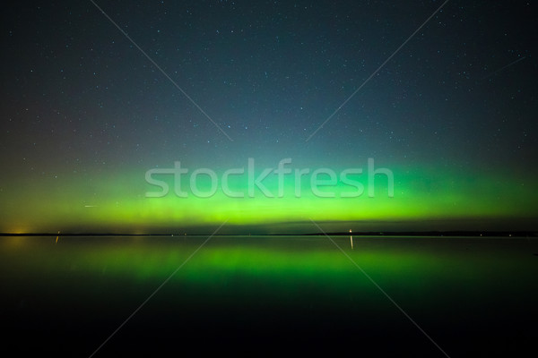 Settentrionale luci lago Finlandia bella aurora Foto d'archivio © Juhku